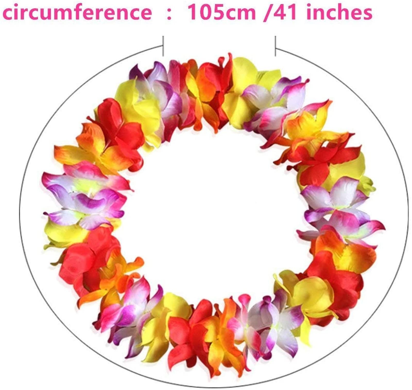 Pack of 4 Pcs Thicken 41 Inch Hawaiian Leis, 4 Color Lei for Graduation Party