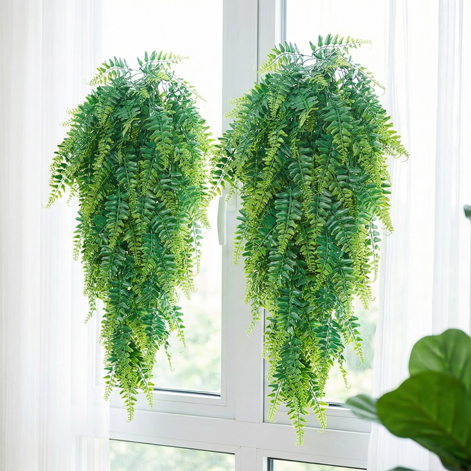 VEVOR 32″ Artificial Hanging Boston Fern Bush Wall Wedding Party Decor 12 Pcs