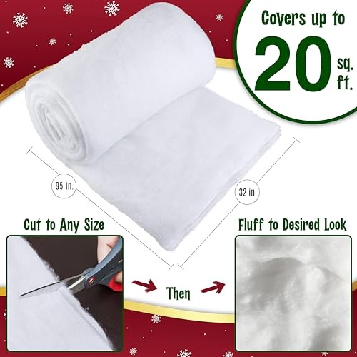 Snow Blanket for Christmas Decorations – 94 x 31 Inch Large Artificial 1 Roll