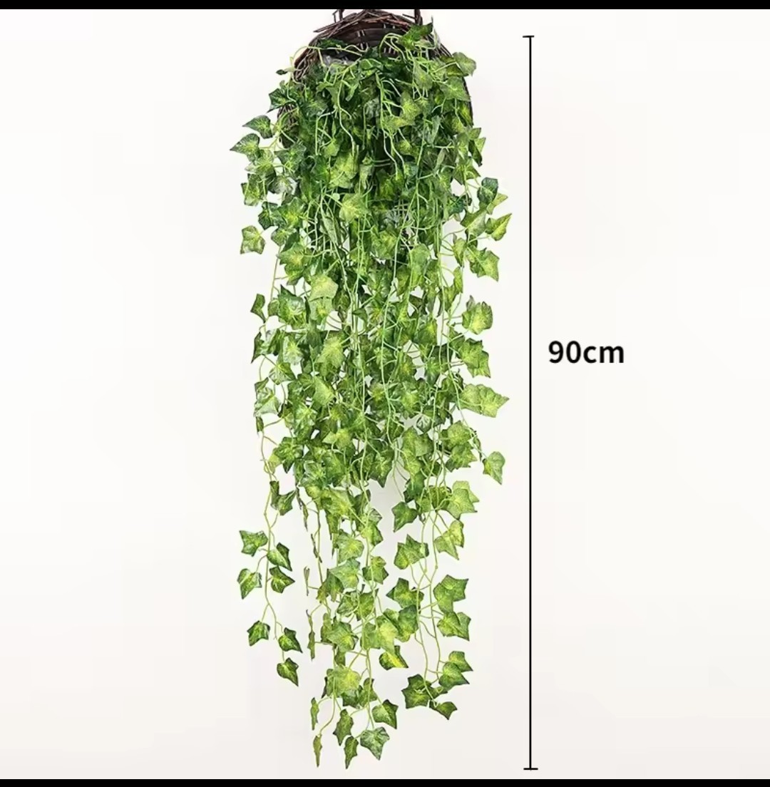 90cm Artificial Plant Vine Home Decoration Hanging Plastic Leaf Grass Garland…