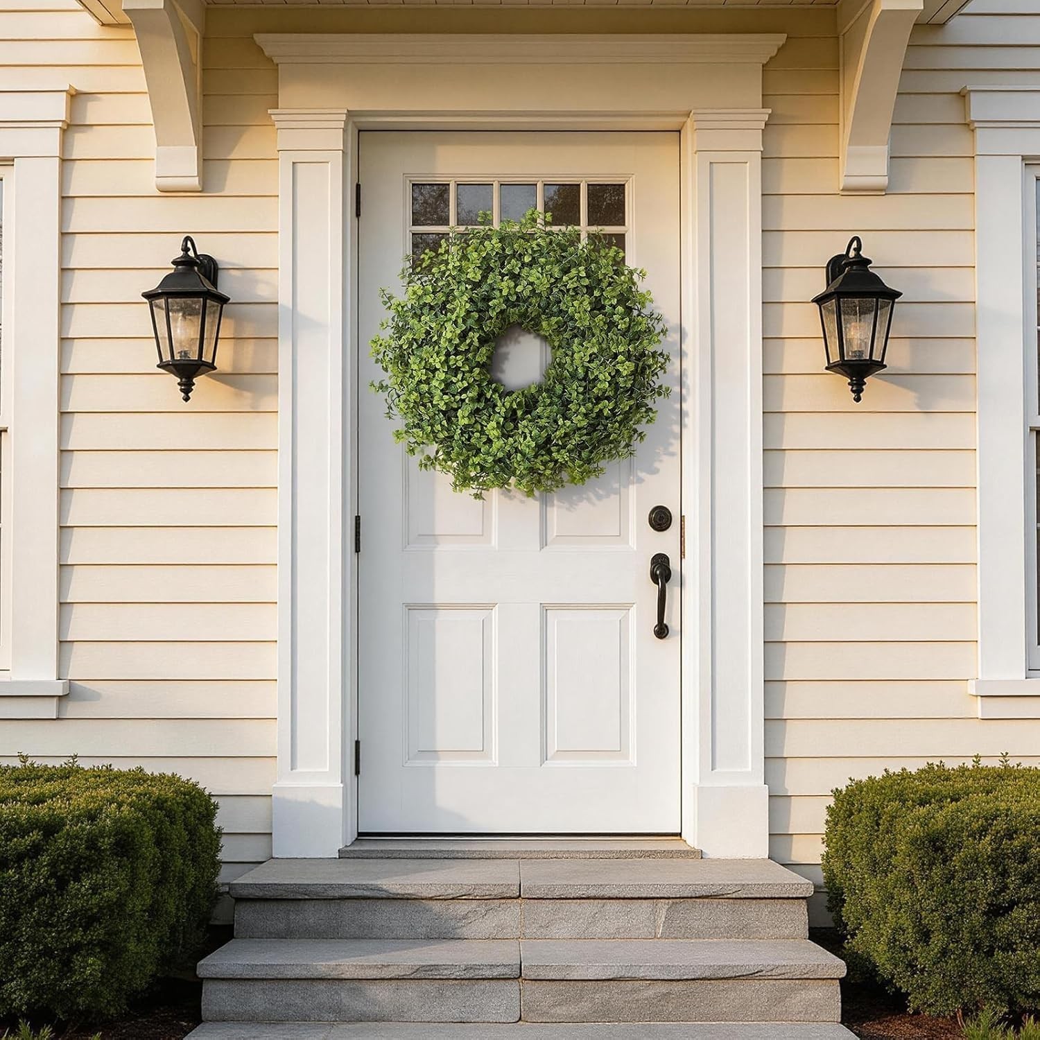 26 Inch Artificial Mint Leaves Wreath Faux Plant Door Decor