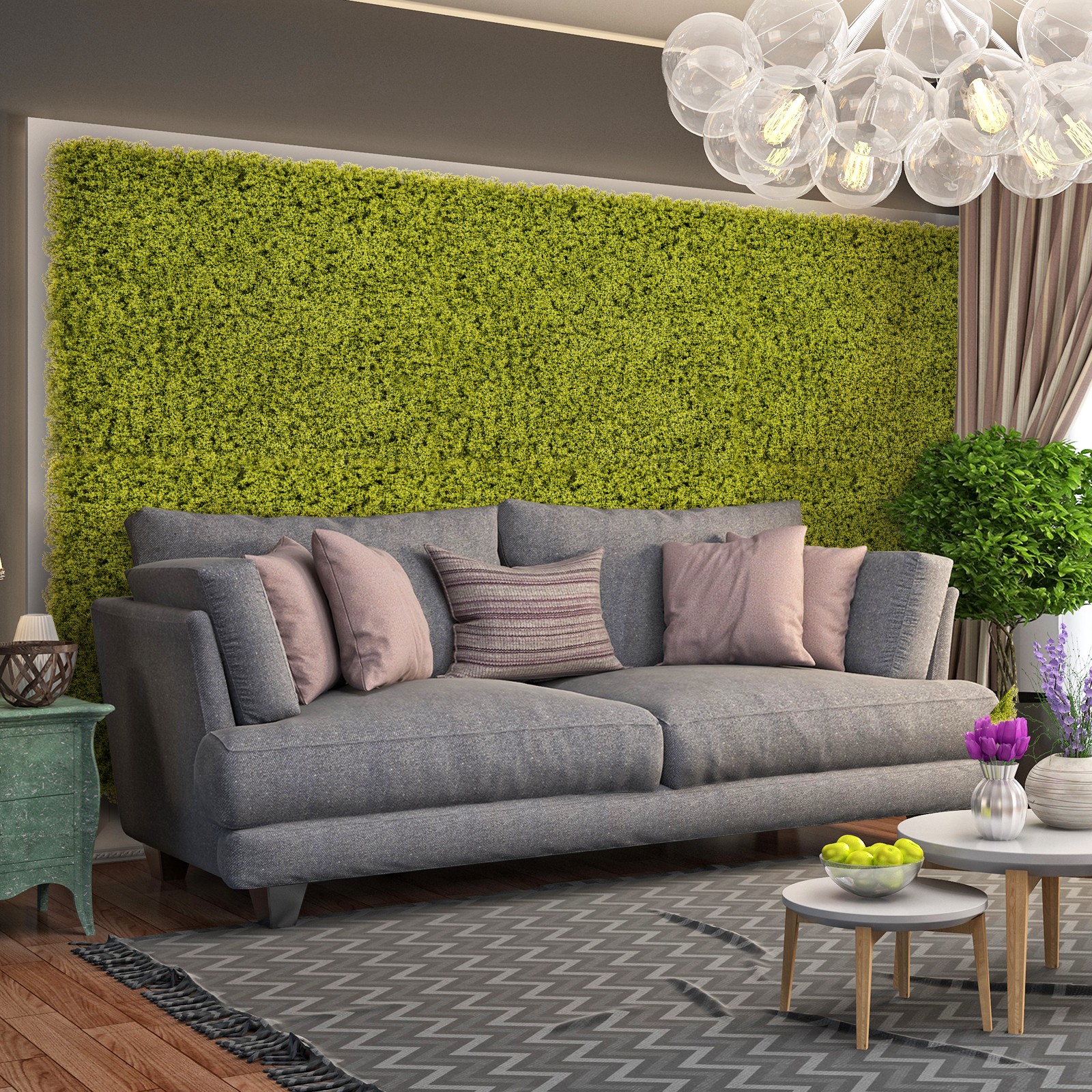 12 Pcs 20×20 In Artificial Grass Wall Panels Garden Yard Balcony Green Decor