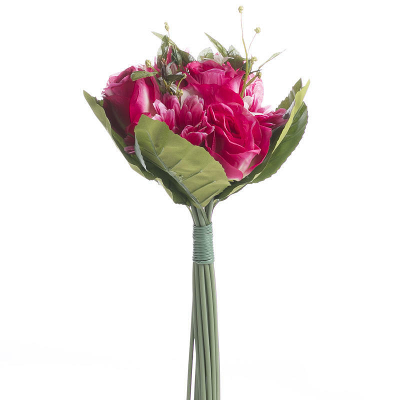 Bountiful Artificial Fuchsia Gerbera Daisy and Rose Floral