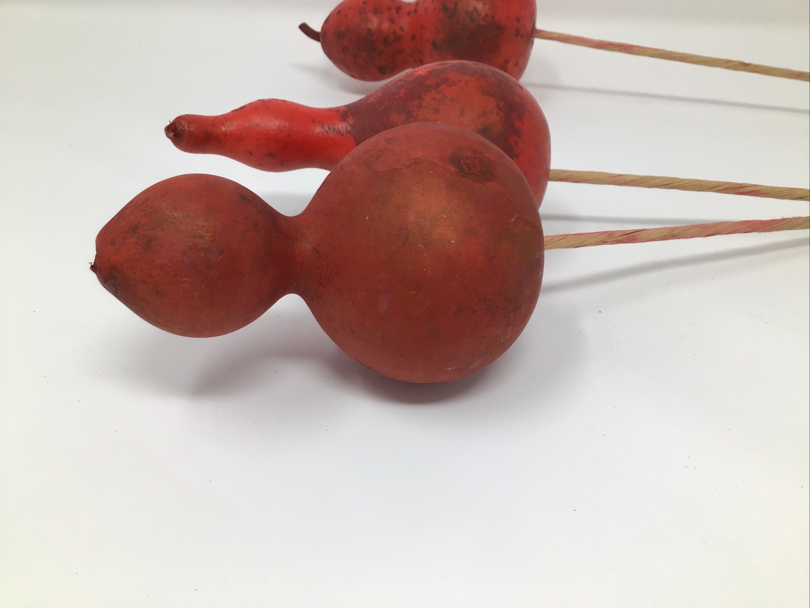 Artificial Gourd Floral Pick Red 3 Picks 20” Long Basket Vase Filler Vintage