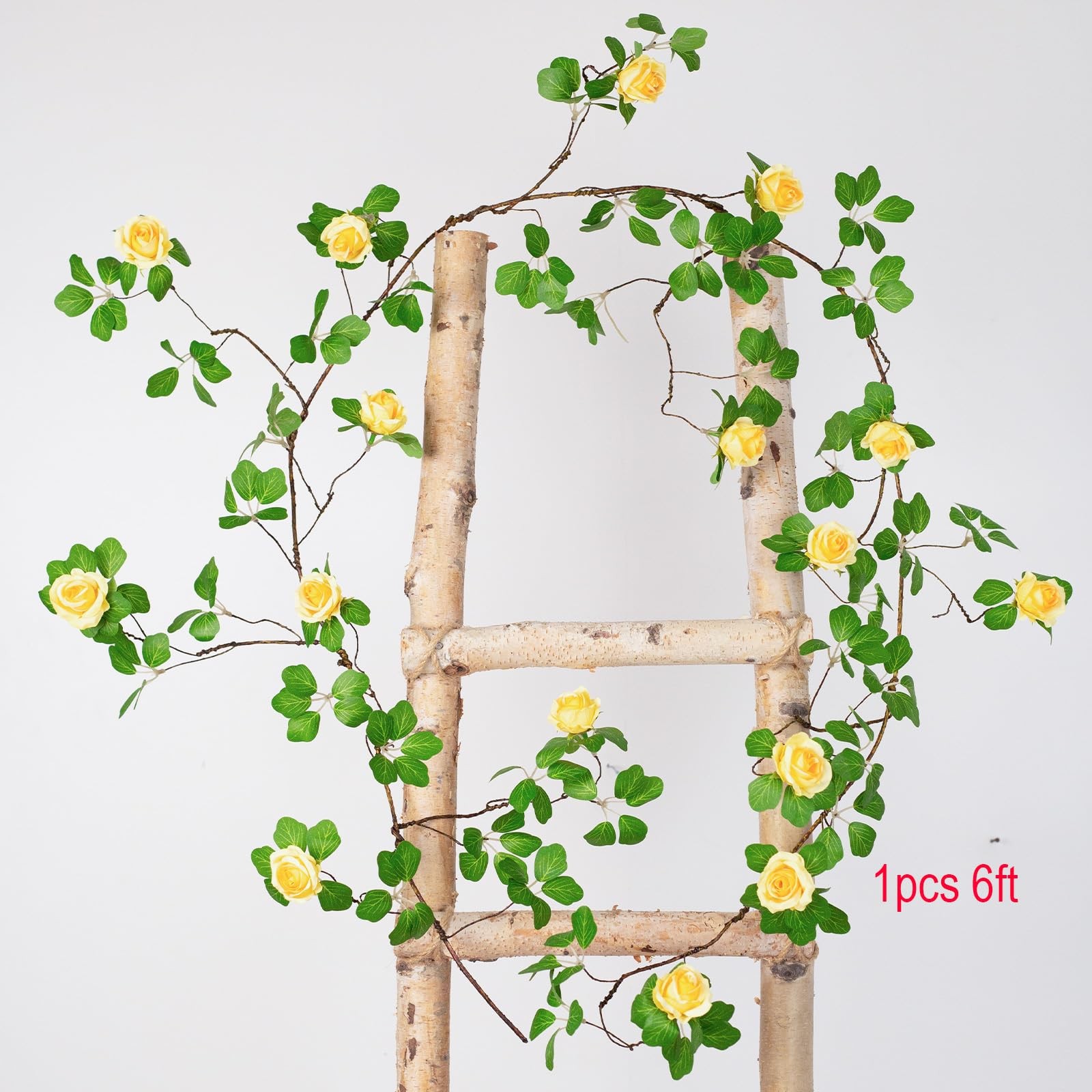 2Pcs x 6 Ft Bendable Artificial Rose Vine Yellow Flower Garland, Floral Vines…