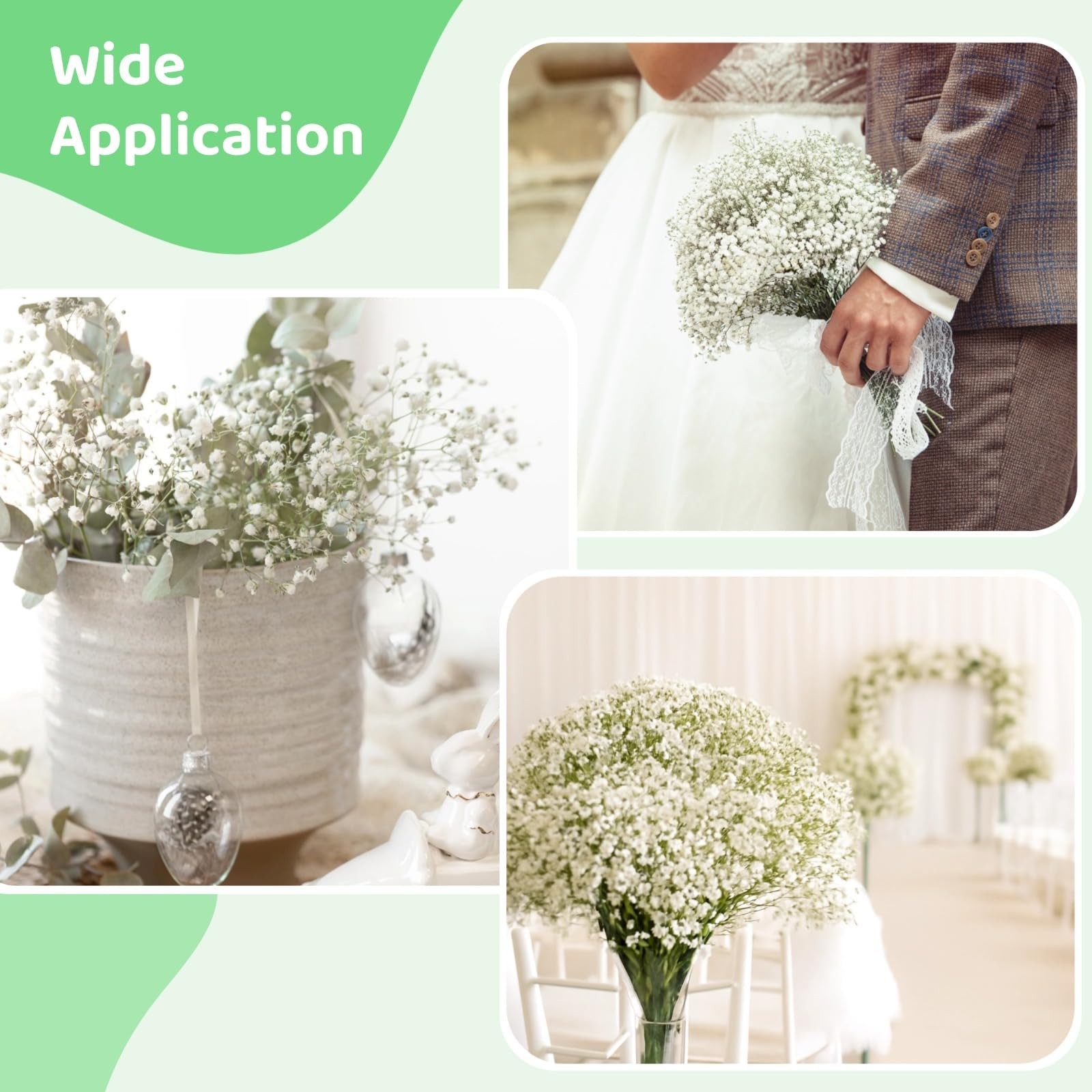 150 PCS Babys Breath Artificial Flowers, 11.4inch White Starry Flower for Wed…