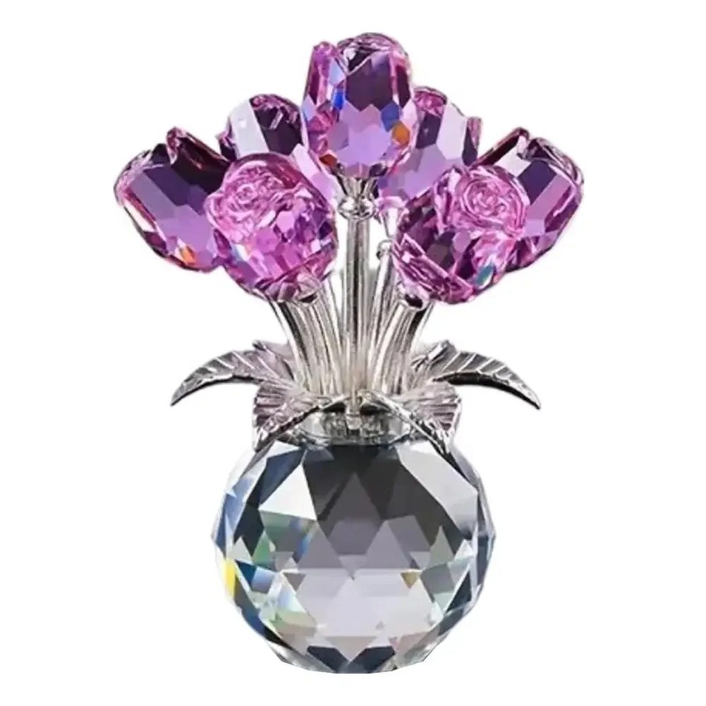 Eternal Crystal Rose Gift Artificial Glass Rose Bouquet Valentine Anniversary