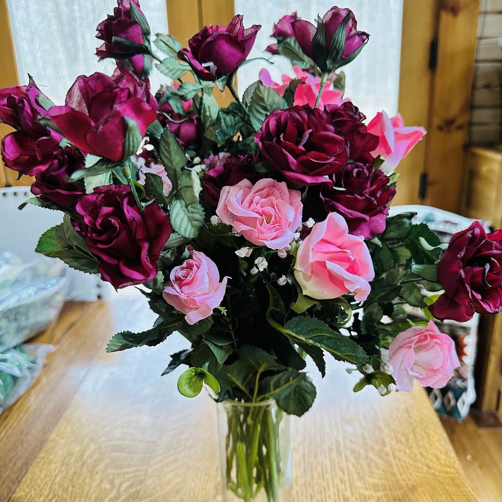 2 Artificial Rose Flower Bouquets Decorations Home Decor Wedding Summer Cemetery