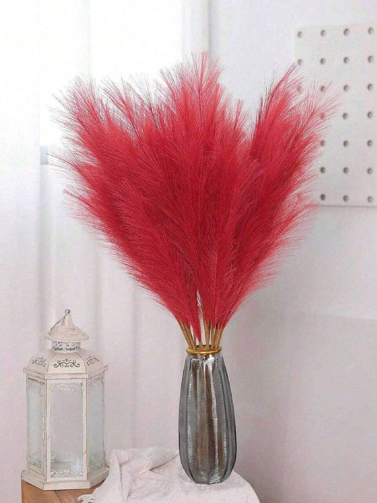 Red Artificial Reeds 55cm Tall Faux Pampas Grass for Wedding & Party Decor