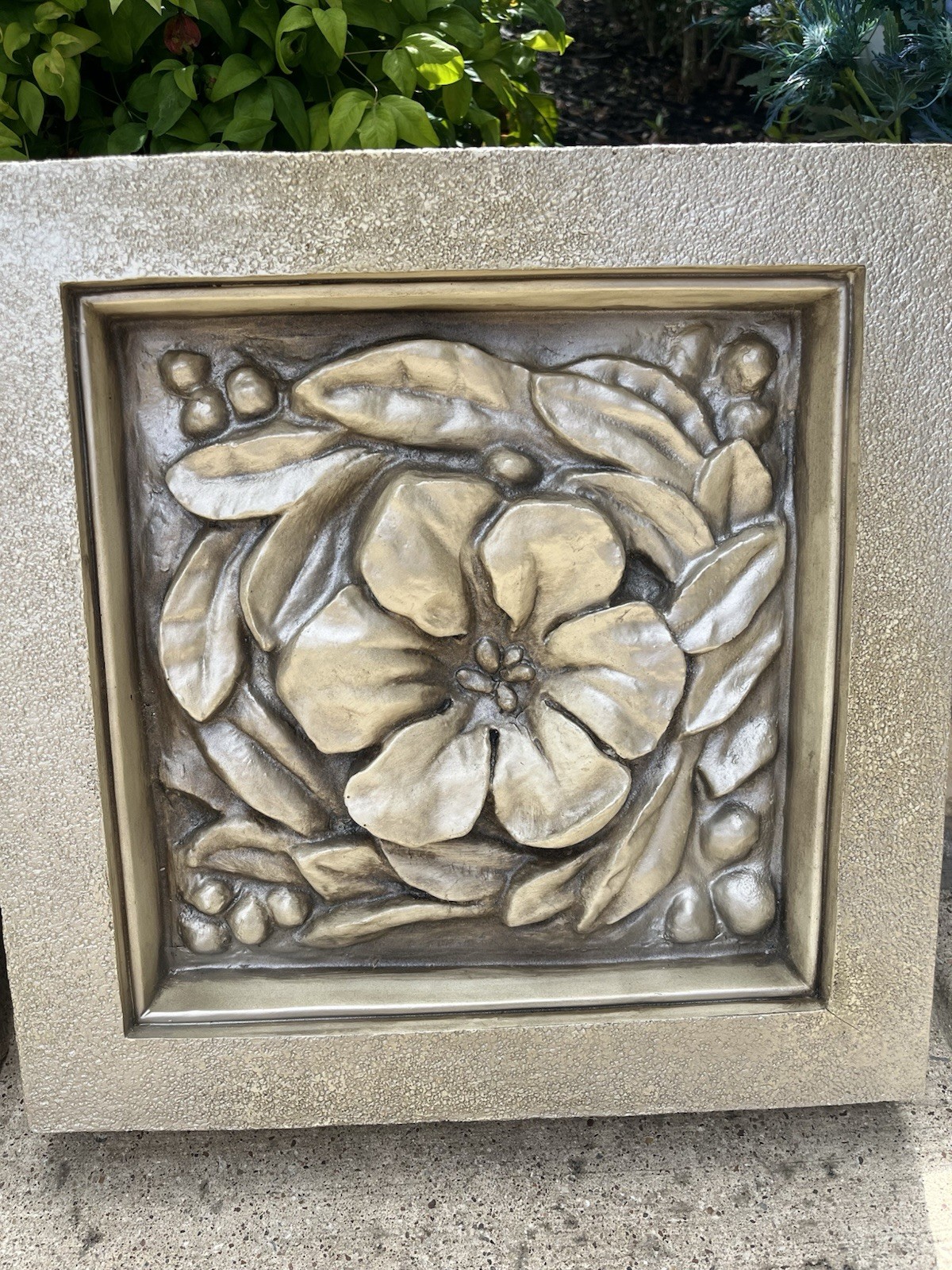 Bombay Company Flower Box Wall Decor Set Of 2 Champagne Color 3-D Stone 15×15”