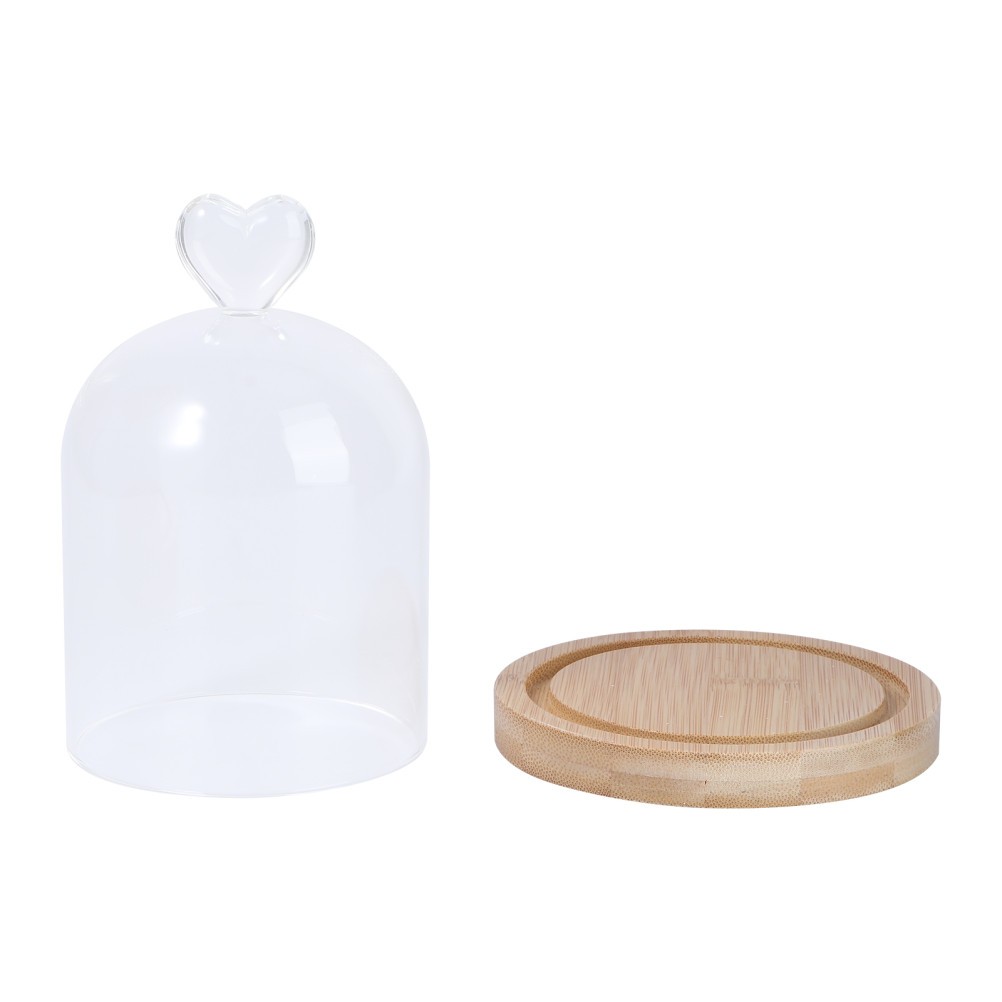 Small Cloche Glass Dome Mini with Base Dried Flower Container Display Cover