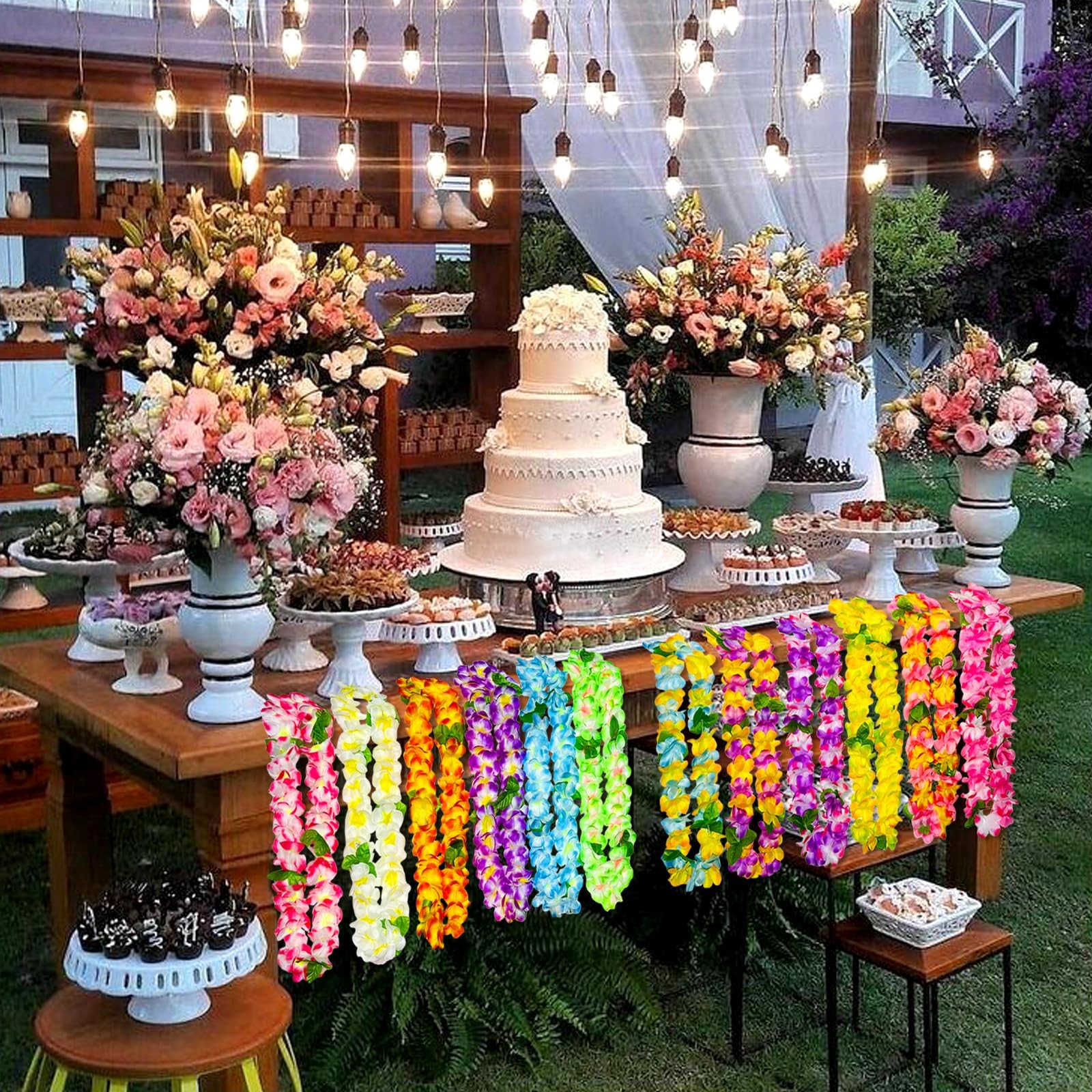 12 Counts Thickened Hawaiian Leis, Perfect Luau Party Supplies for Summer Beach