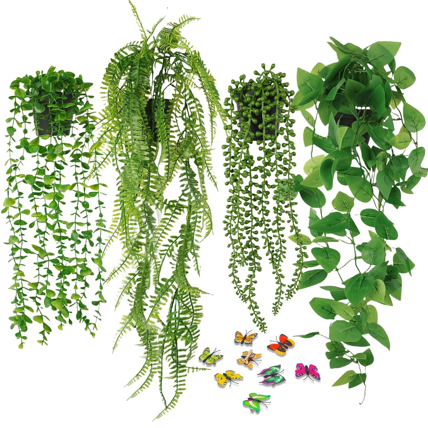 Faux Eucalyptus Artificial Hanging Plants 4 Pack Faux Greenery Decor Indoor