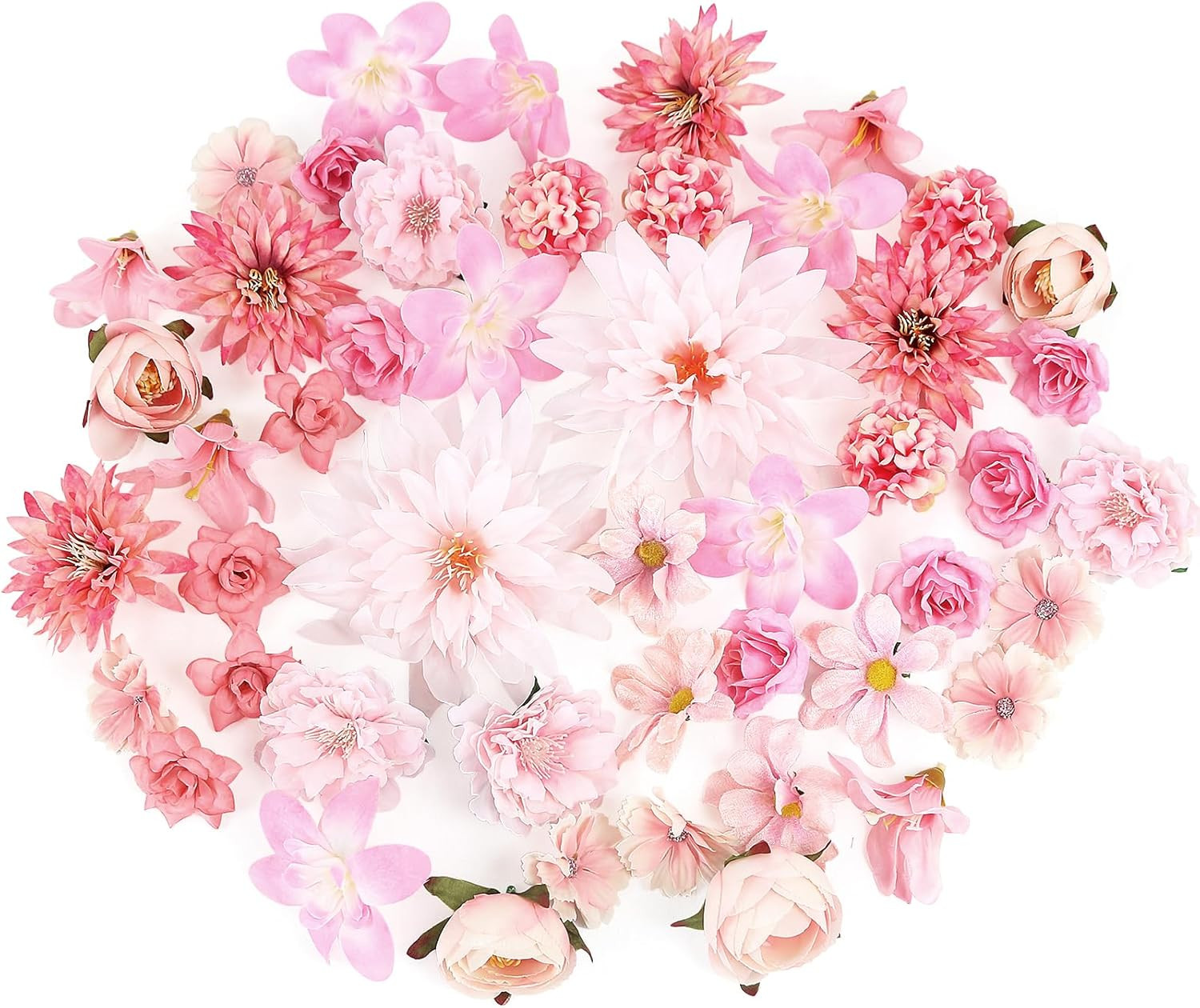 48 PCS Fake Flowers Heads – Artificial Flower Heads Bulk Silk Faux Rose DIY Flow