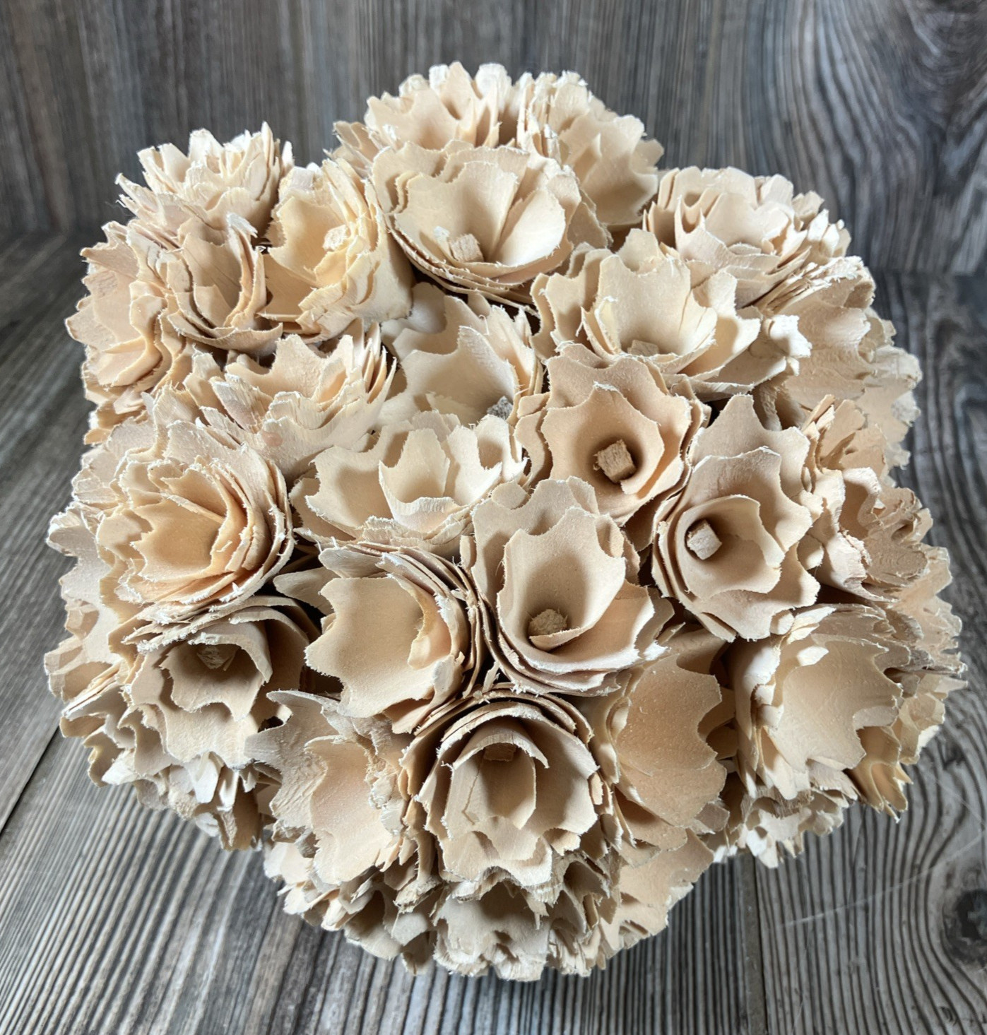 Sola Woodland Tan Flower Ball Home Decor Everlasting Faux Flowers 7in Bouquet