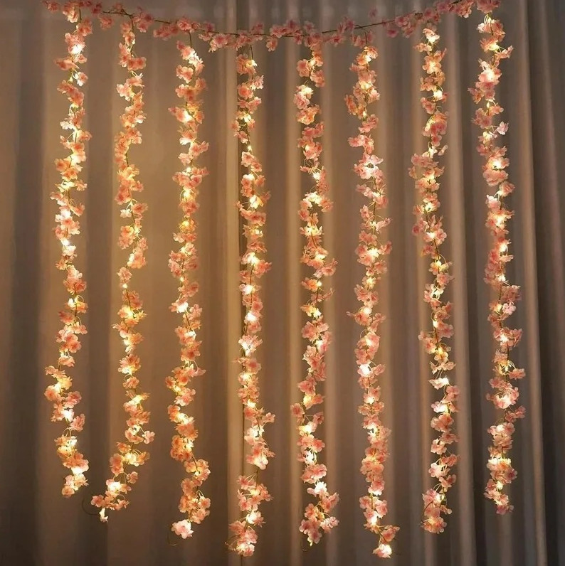 Artificial Sakura Flower Vine – 180cm Silk Garland for Wedding & Home Decor