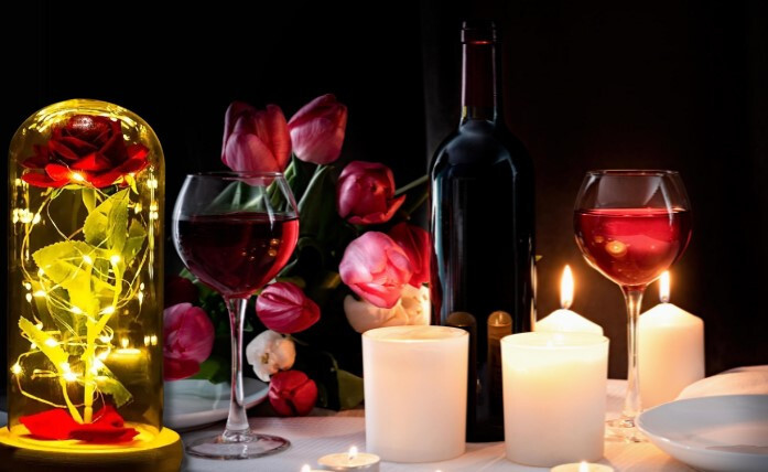 Premium Rose in Glass Dome Beautiful Fairy Lights- Beauty and The Beast Inspired