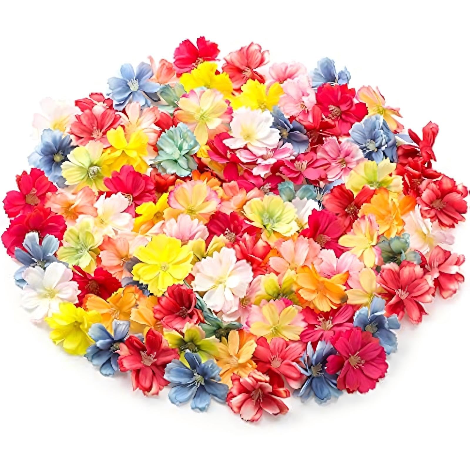 100 PCS 1.8 Inch Faux Flower Heads Artificial Silk Plum Blossom Mixed Color