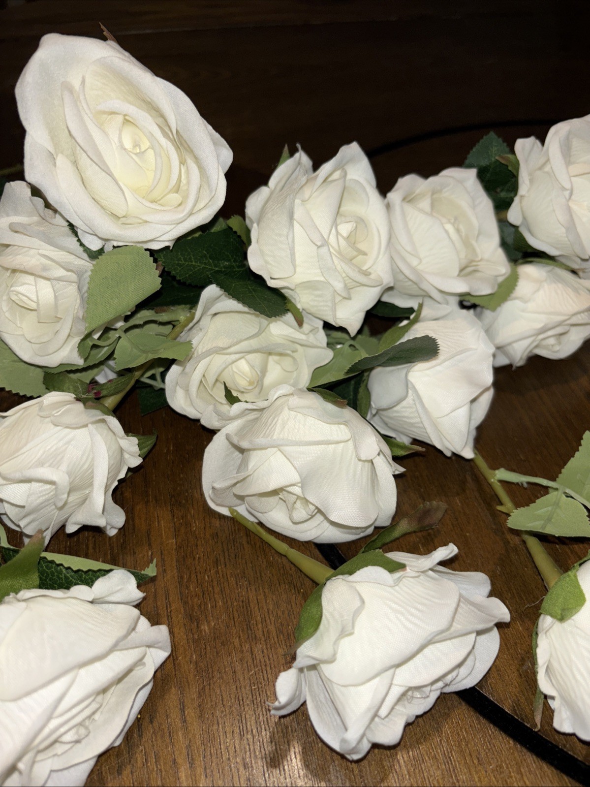 30 Count White Artificial Roses; Pre-cut Stems, Great Deal! Used For a Wedding