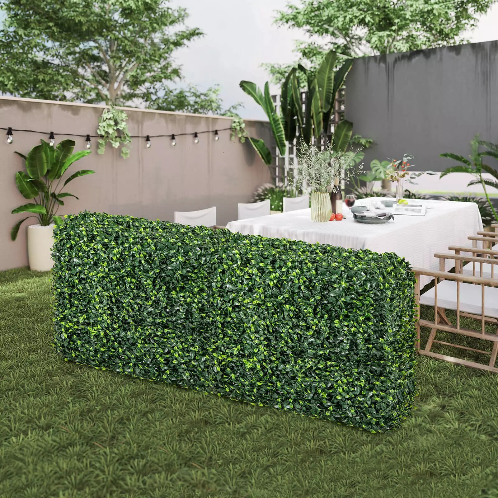 Artificial Plant Wall w/ Realistic PE Leaves Zip Ties Decoration 36″ x 15″ x 34″