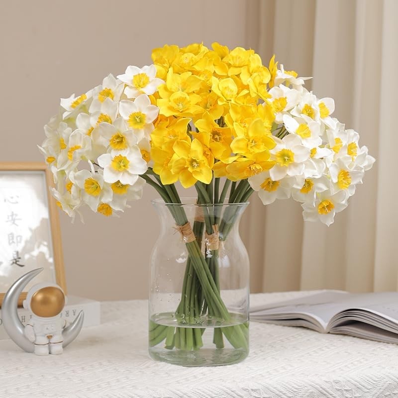 18 Pcs Artificial Flowers White Artificial Daffodils Flowers Real Touch Faux …