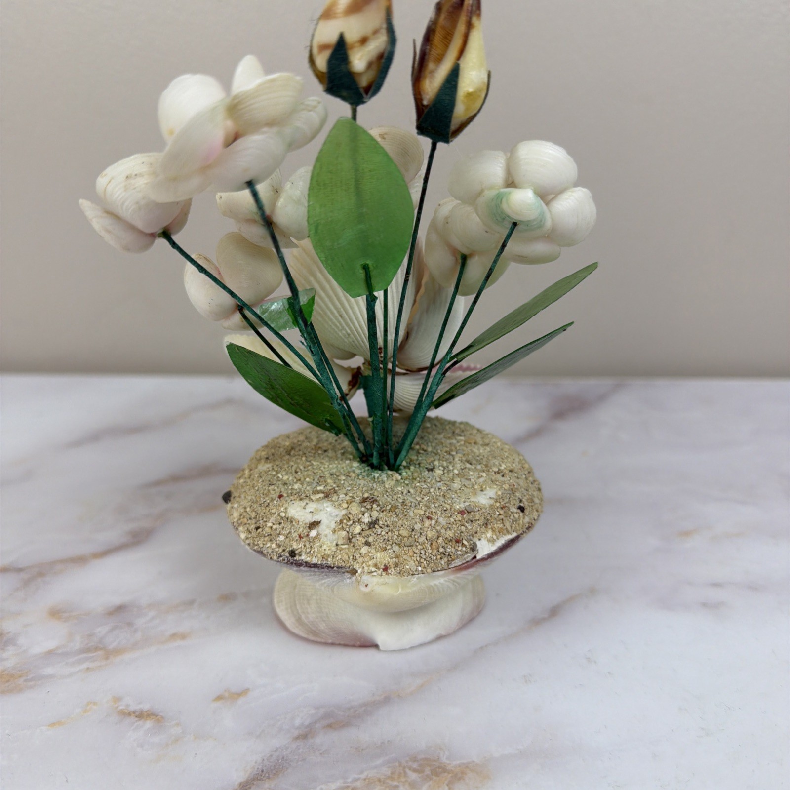 Vintage Sea Shell Floral Bouquet Kitsch Coastal Cottagecore Rare Shell Arrangeme