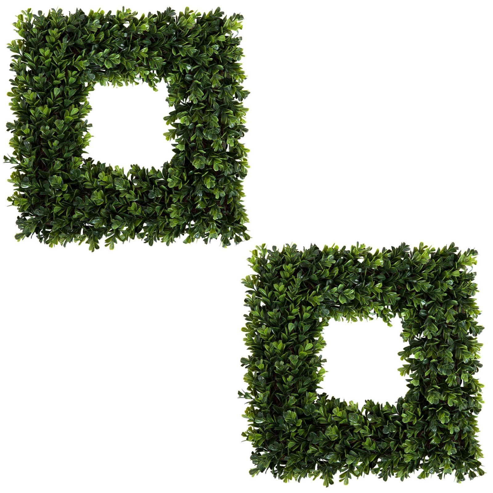 Set of 2 Square Boxwood Wreaths – 16.5-Inch Artificial Decor for All Seasons