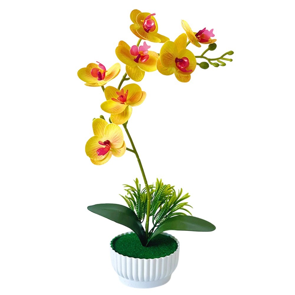 Orchid Artificial Plant Potted for Living Room Office Desk 38 10.5 6cm Plastic