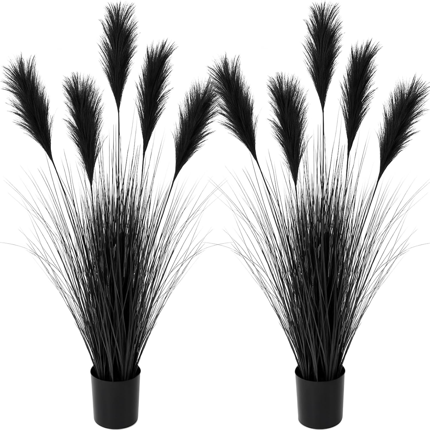 4 Ft Tall Artificial Black Pampas Grass Potted Plant for Home Decor