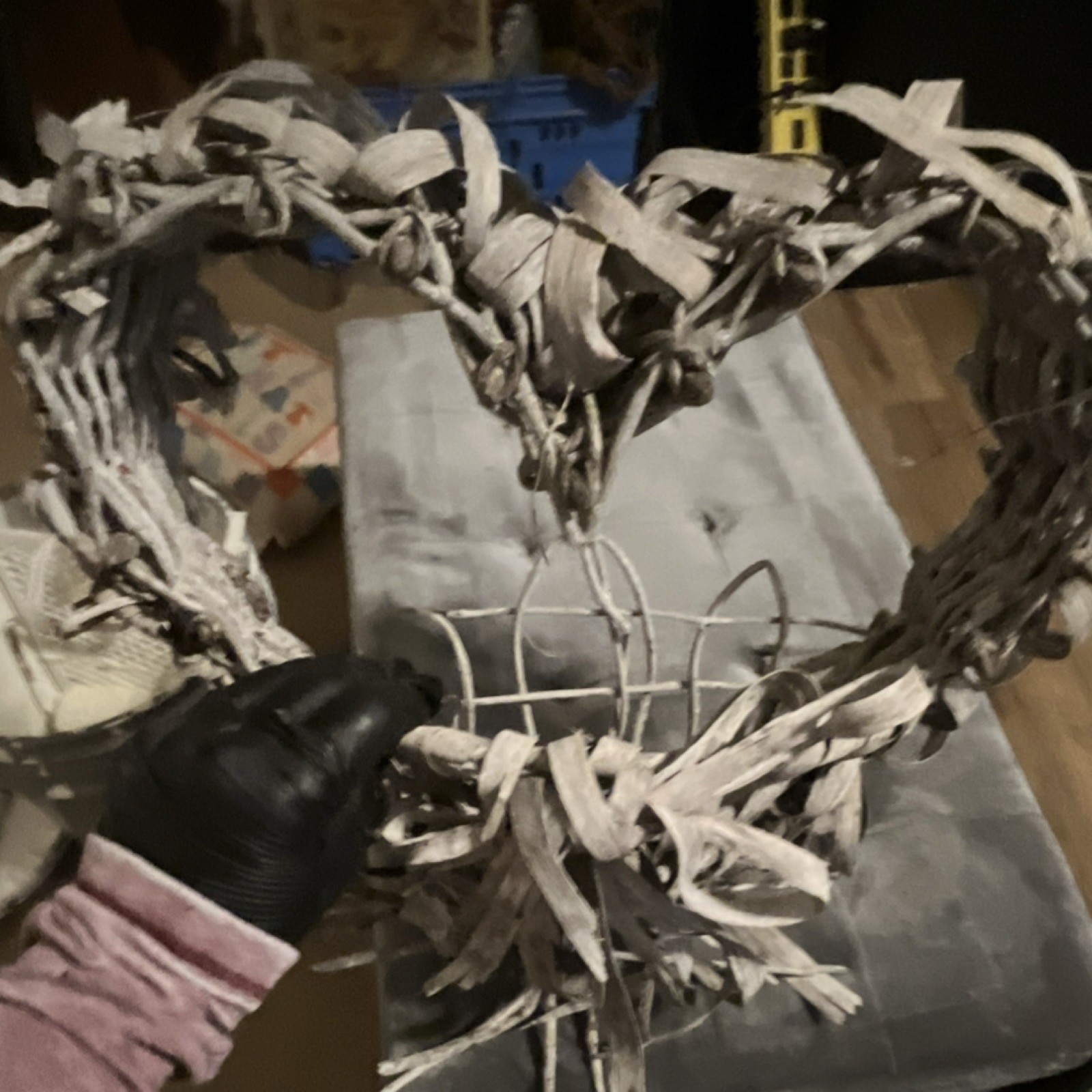Gray Wooden Heart-Shaped Wall Decor Arrangement & Centerpiece