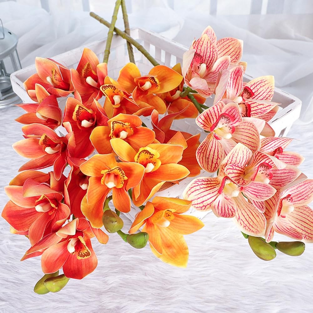 28.5inch Artificial Phalaenopsis Flowers 2 Bunch 10 Large Petals Orchids Fake…