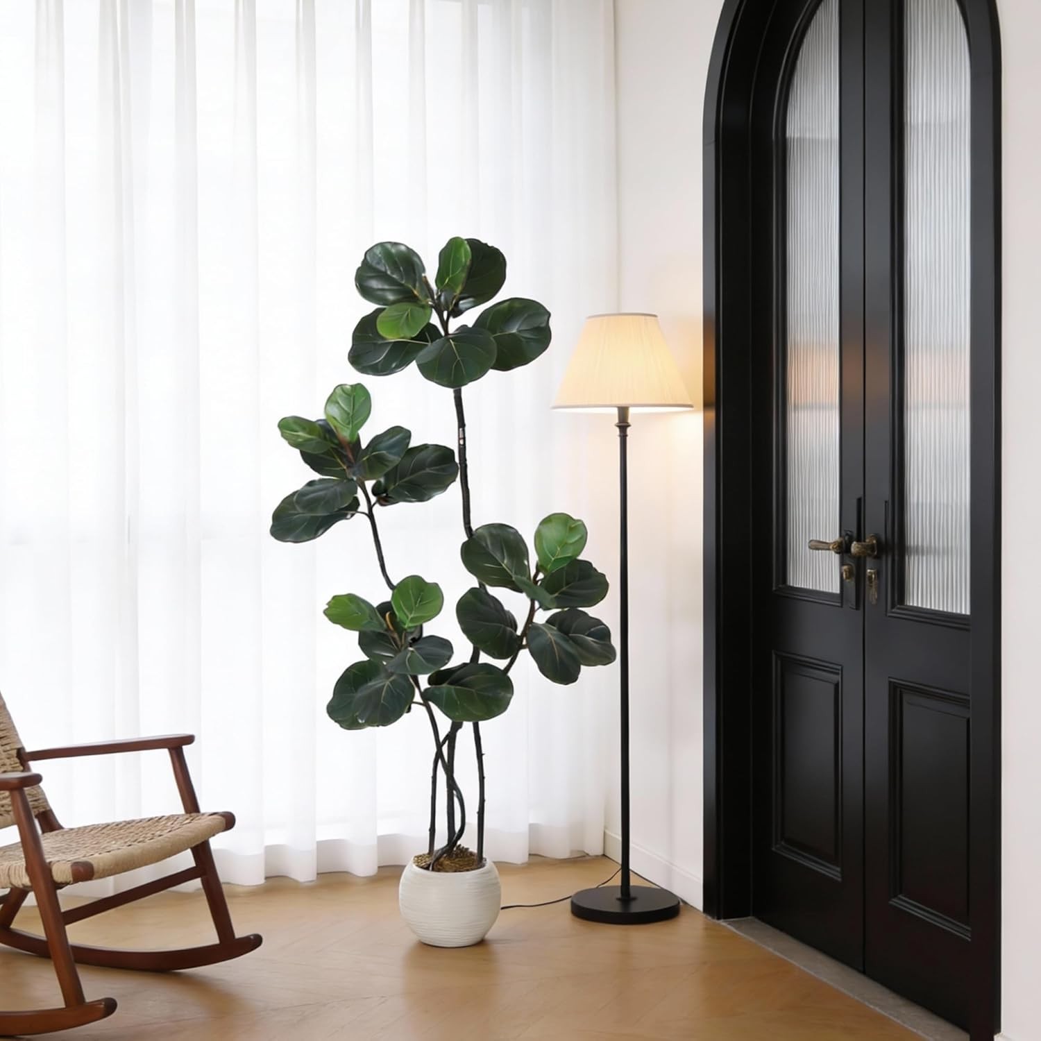 Garvee Faux Fiddle Leaf Tree Artificial Plant,Rubber Leaves with Bendable Boughs
