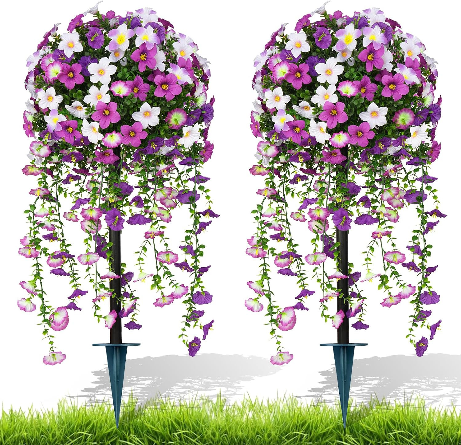 4Pack Artificial Cedar Topiary Ball Trees, 16” UV Resistant Fake Evergreen Shru