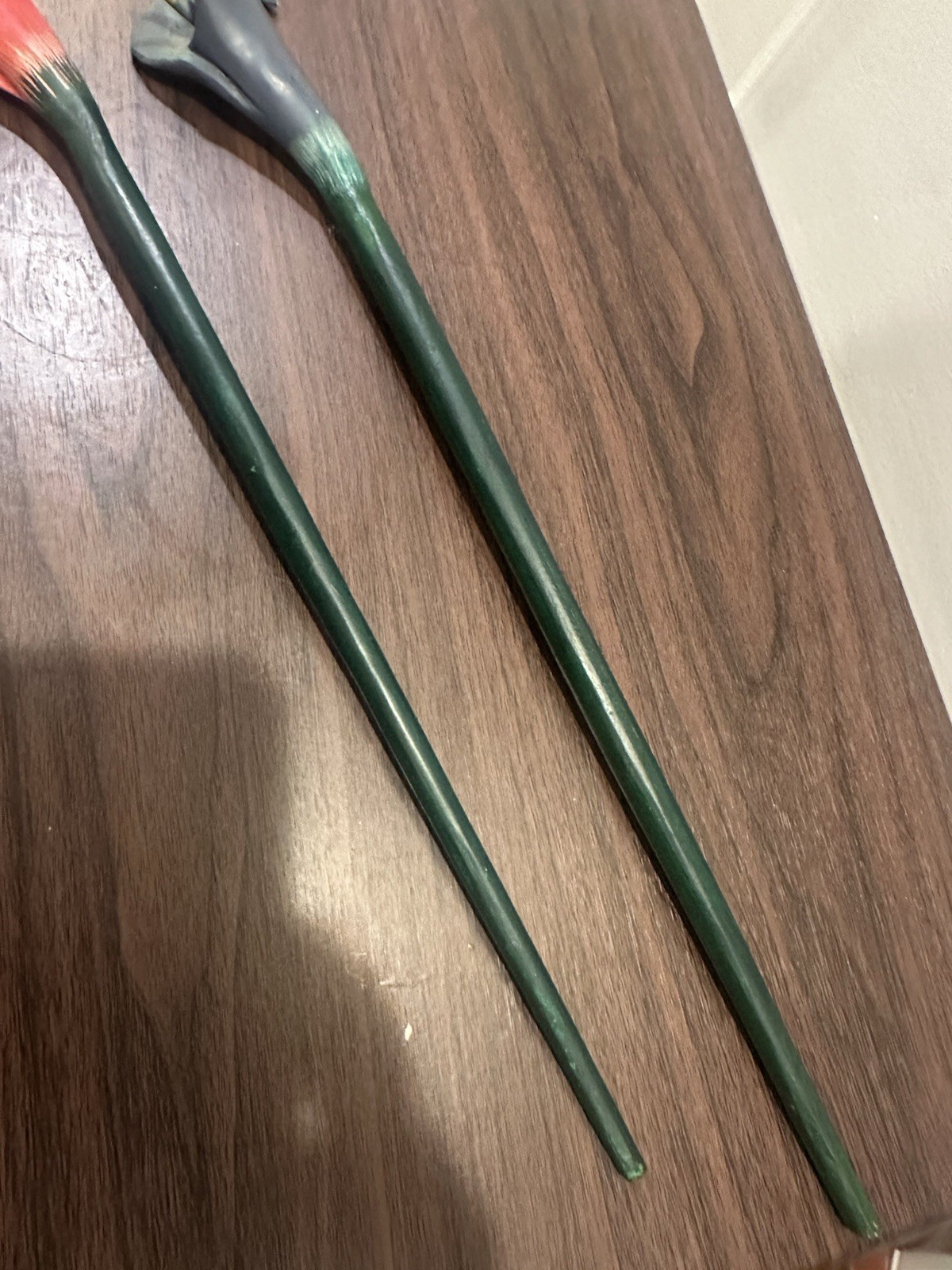 Pair Of Red And Blue Wood Long Stem Calla Lillies 18”