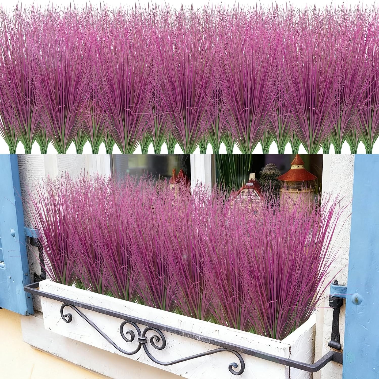 24 Pcs Artificial Wheat Grass, Tall Faux Shrubs for Outdoor Indoor US