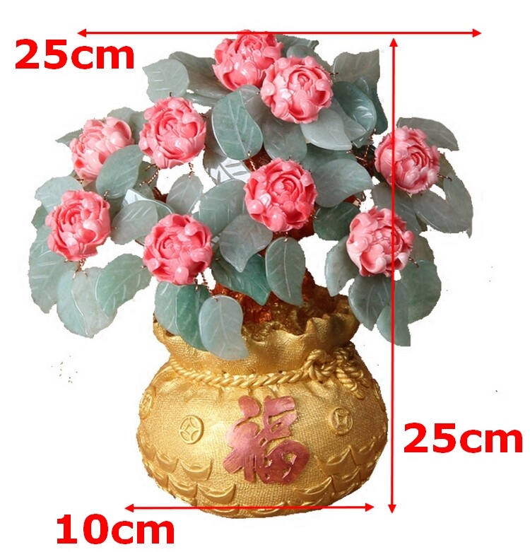 Feng Shui Stone Jade Money Tree Bonsai Luck Wealth Decoration Flower Tree Pot
