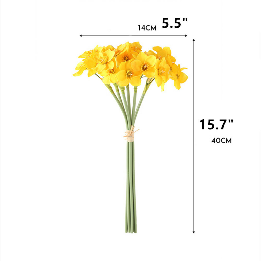 Artificial Silk Narcissus Daffodil Flower Bouquet Home Party Wedding Decor 6pcs