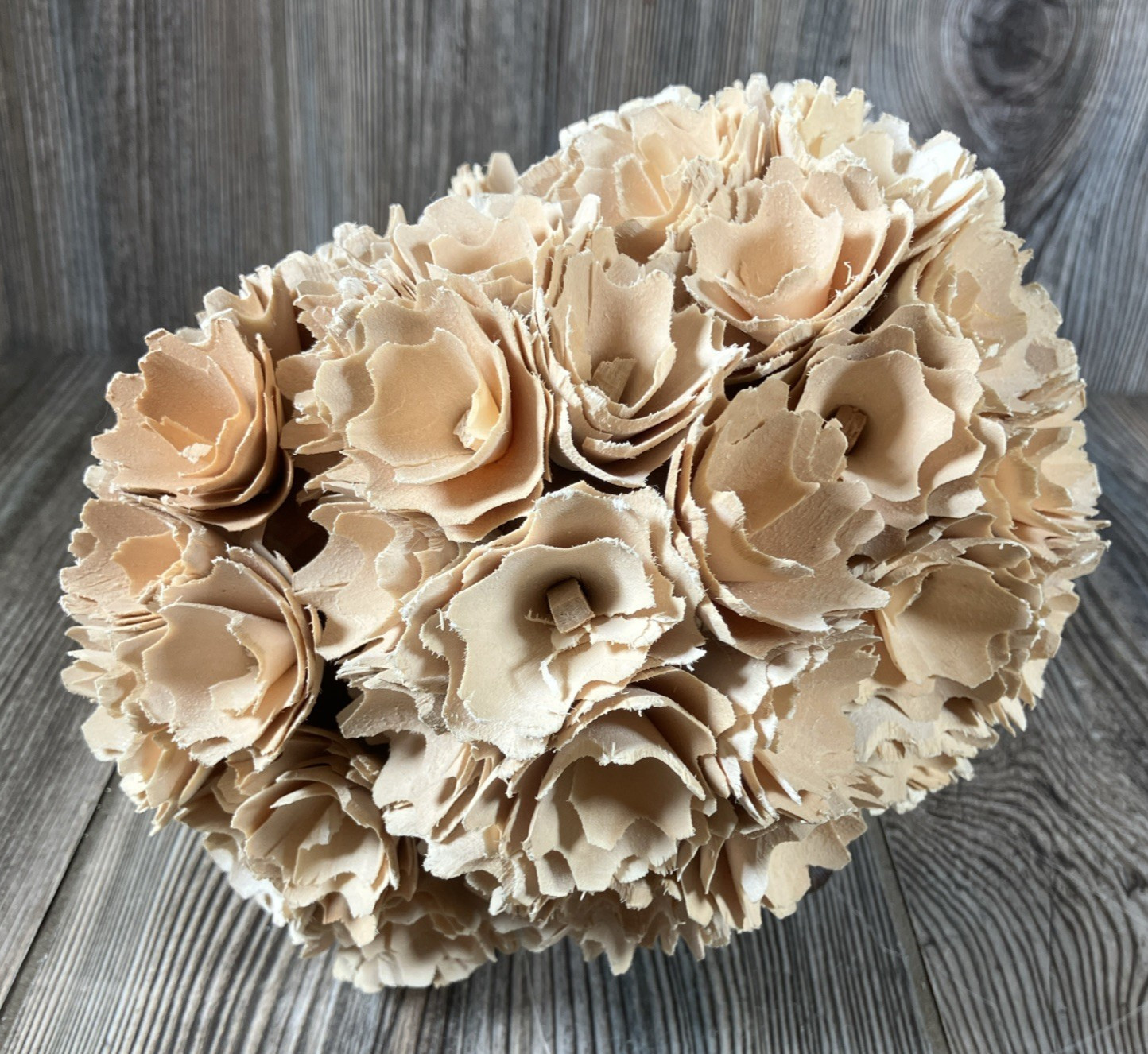 Sola Woodland Tan Flower Ball Home Decor Everlasting Faux Flowers 7in Bouquet