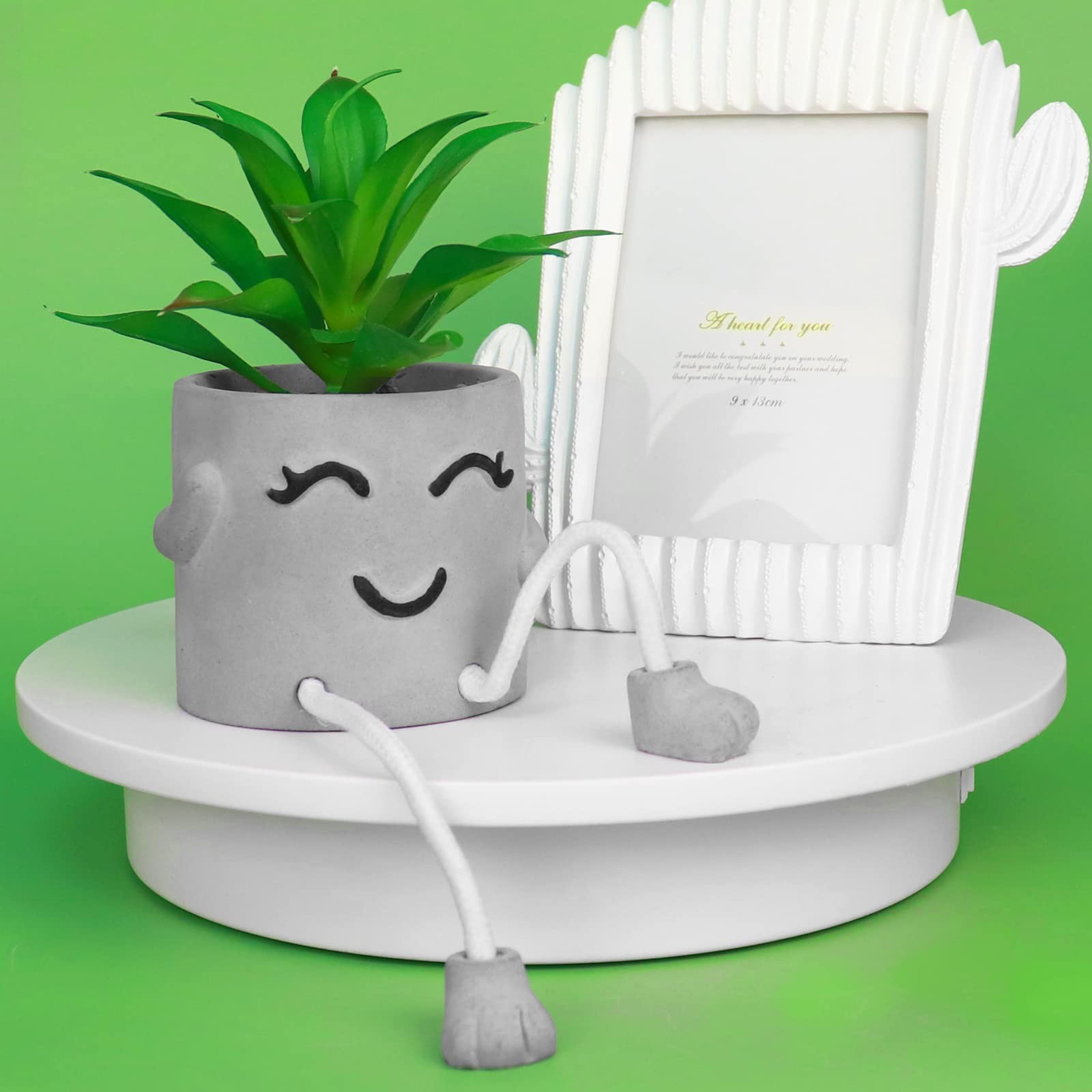 Artificialplant Succulents in Cement Pots with Hanging Leg, Kitchen Shelf Dec…