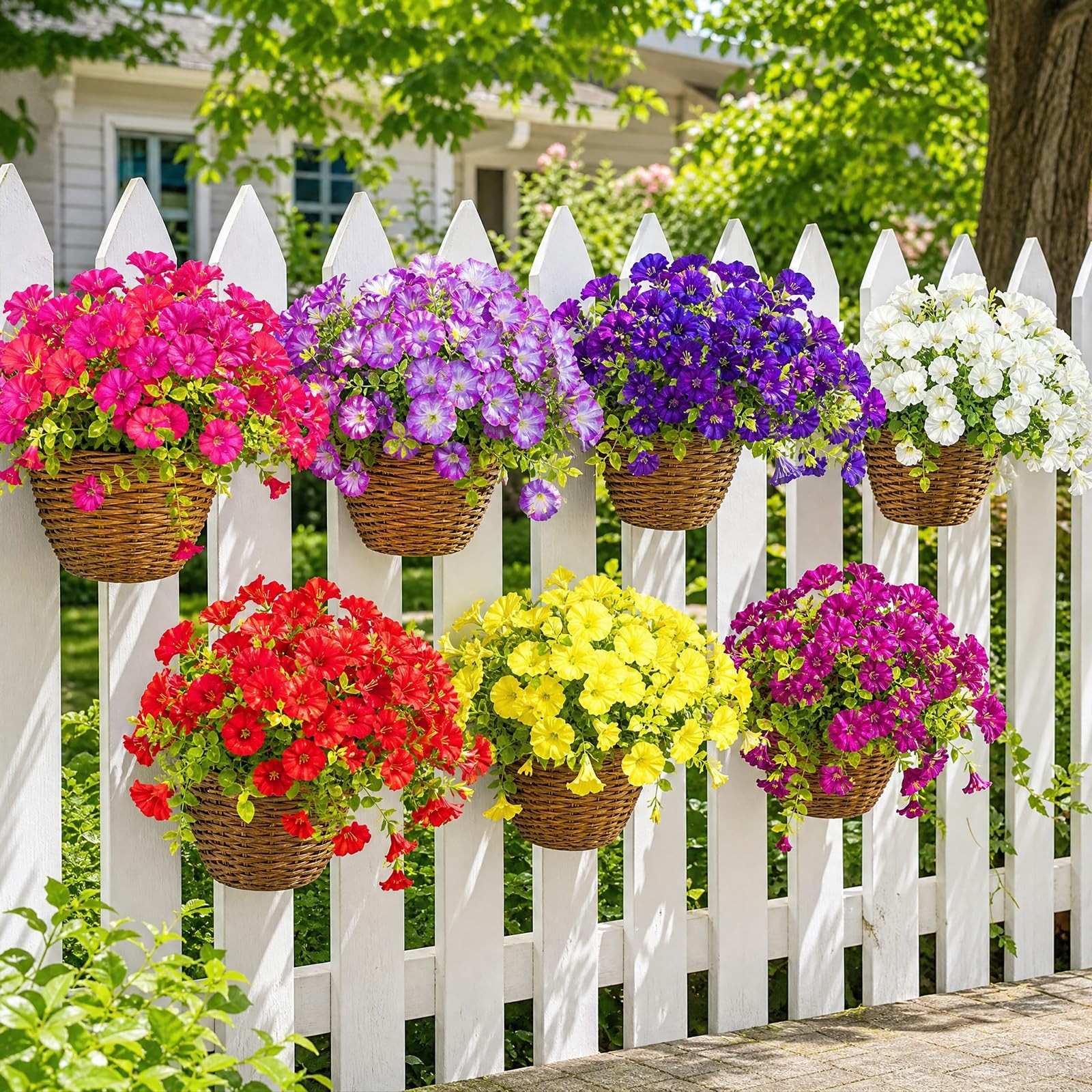 14 Pcs Artificial Petunias for Outdoors, UV Resistant Artificial Outdoor Plan…