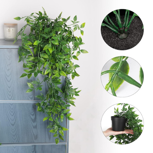Fake Hanging Plants, Artificial Small Potted Plants for Indoor Outdoor Aesthetic