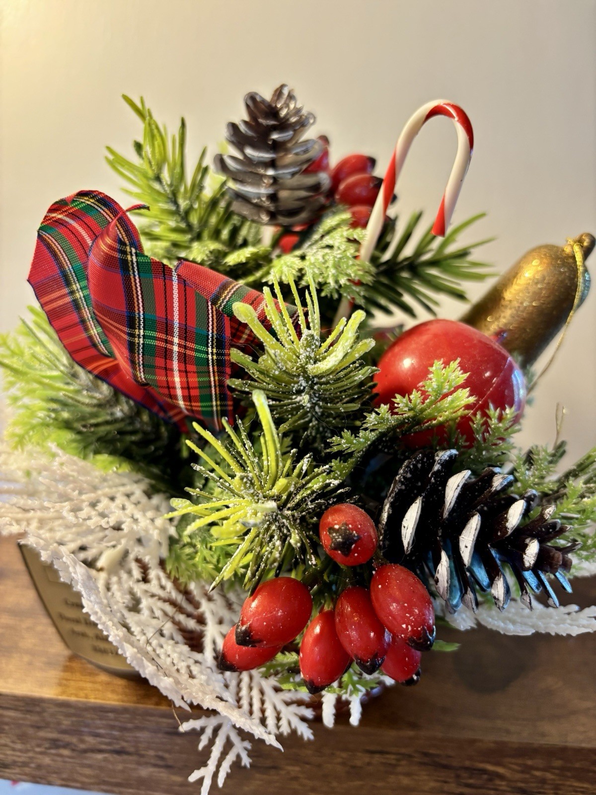 VTG Floral Design Inc. Artificial Pine Christmas Centerpiece Wicker Basket Bell