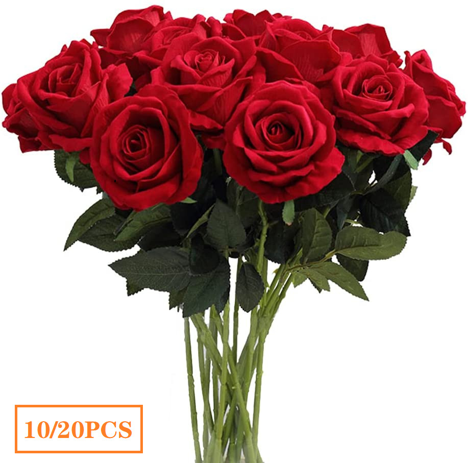 10/20PCS Silk Rose Artificial Flowers Fake Bouquet Wedding Home Party Decor USA