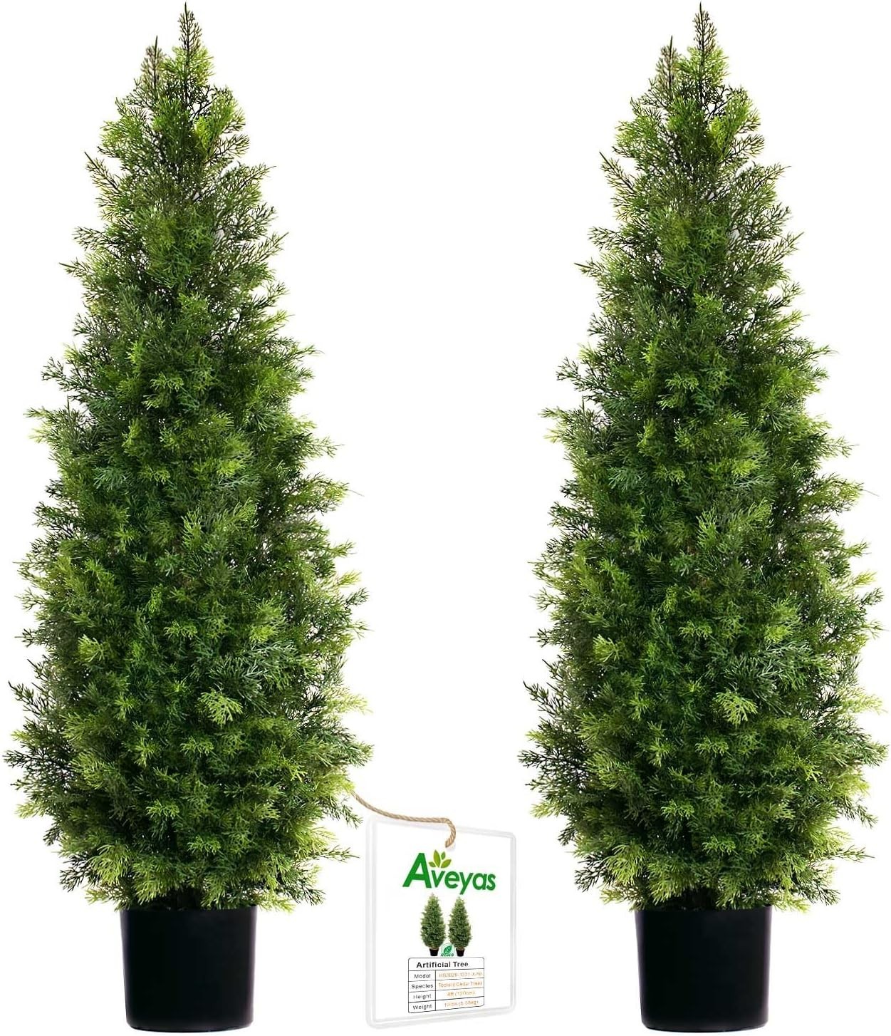 Realistic 4ft Cedar Topiary Trees – Maintenance-Free Outdoor Decor (2 Pack)