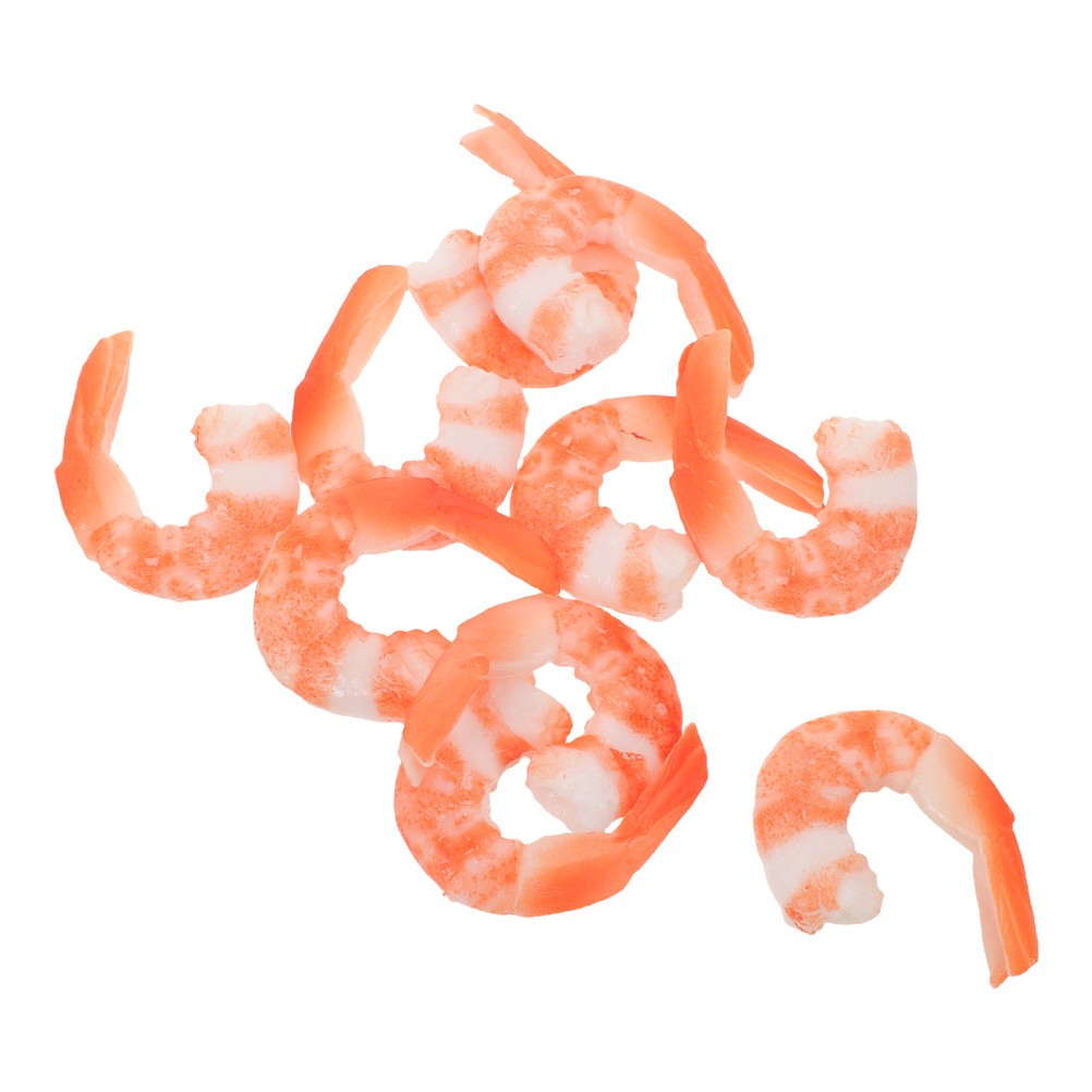 10 Pcs Plastic Cooked Shrimp Model Realistic Food Toy Decoration For Party