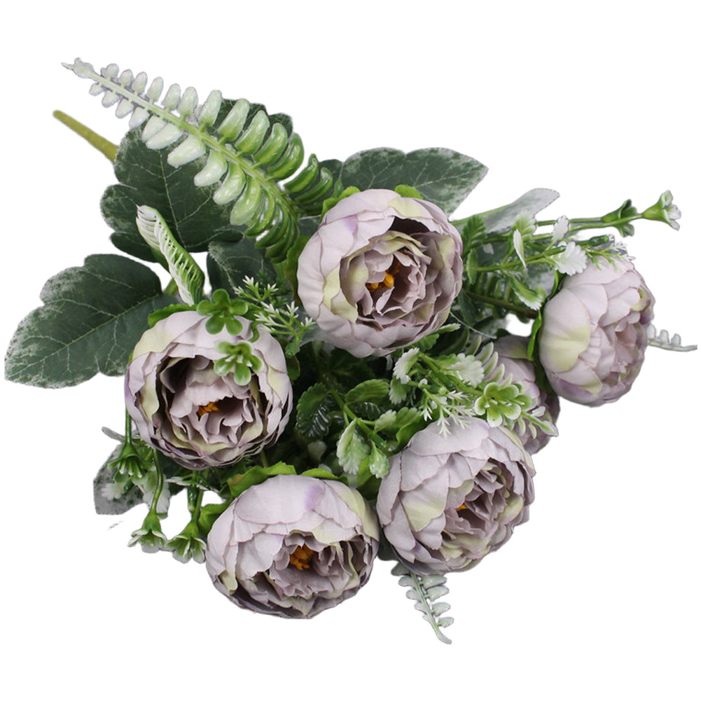 6 Head Silk Peony Bouquet Artificial Flowers for Wedding Home Decor Party