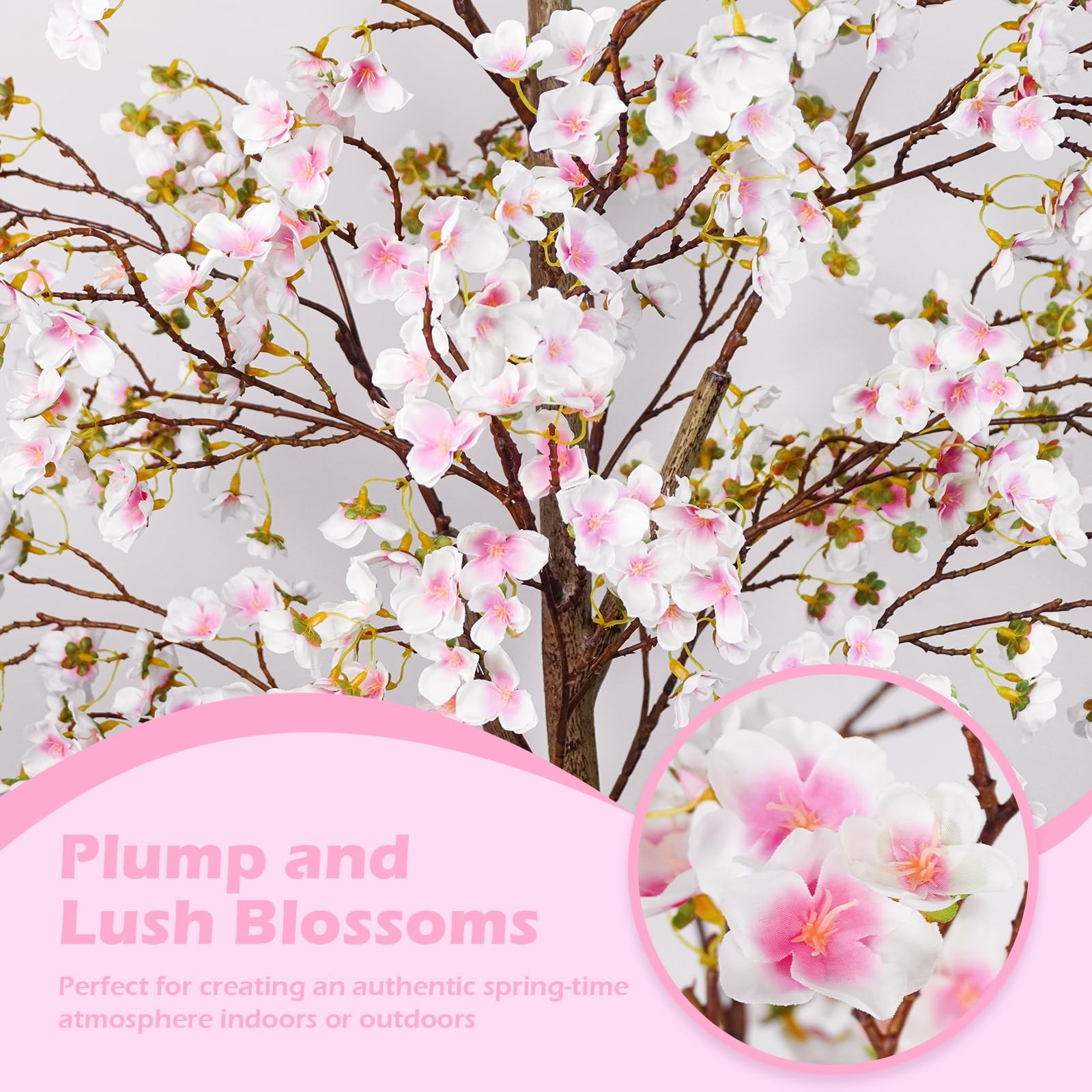 Caxchiling Artificial Pink Cherry Blossom Tree 6FT, Faux Tree Indoor | Realis…