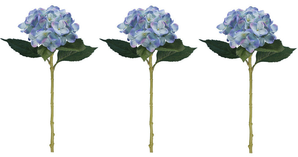 3 x Large Artificial 51cm Hydrangea Flower Stems – Many Colours