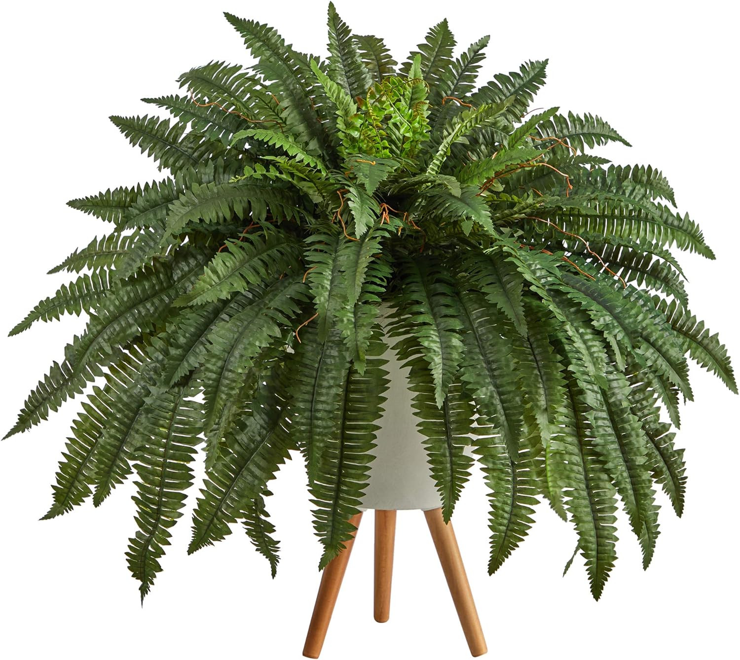2.5Ft Boston Fern Artificial Plant in Stylish White Planter with Legs
