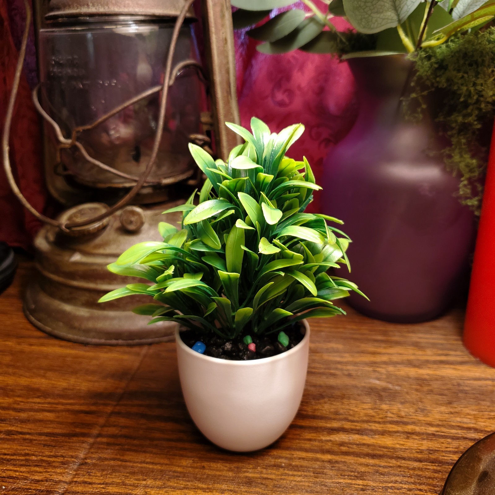 Mini Artificial Potted Plant Small Faux Greenery Spring Grass Bonsai Desk Decor